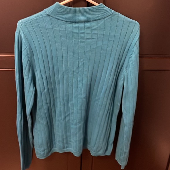 Conrad C womens cable knot teal sweater long sleeve size M. Stretchy material. - Picture 3 of 10